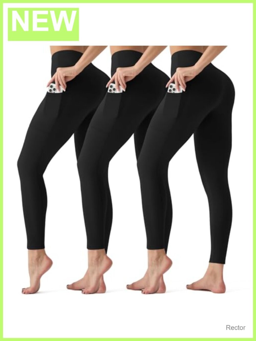 3 Pack High Waisted Tummy Control Leggings with Pockets Yoga Workout